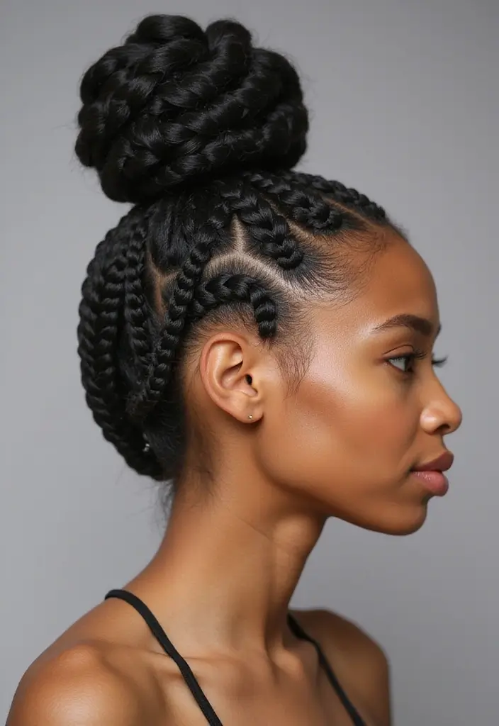 30 Braided Cornrow Hairstyles That Are Trending Now - 18. Cornrow Braided Bun