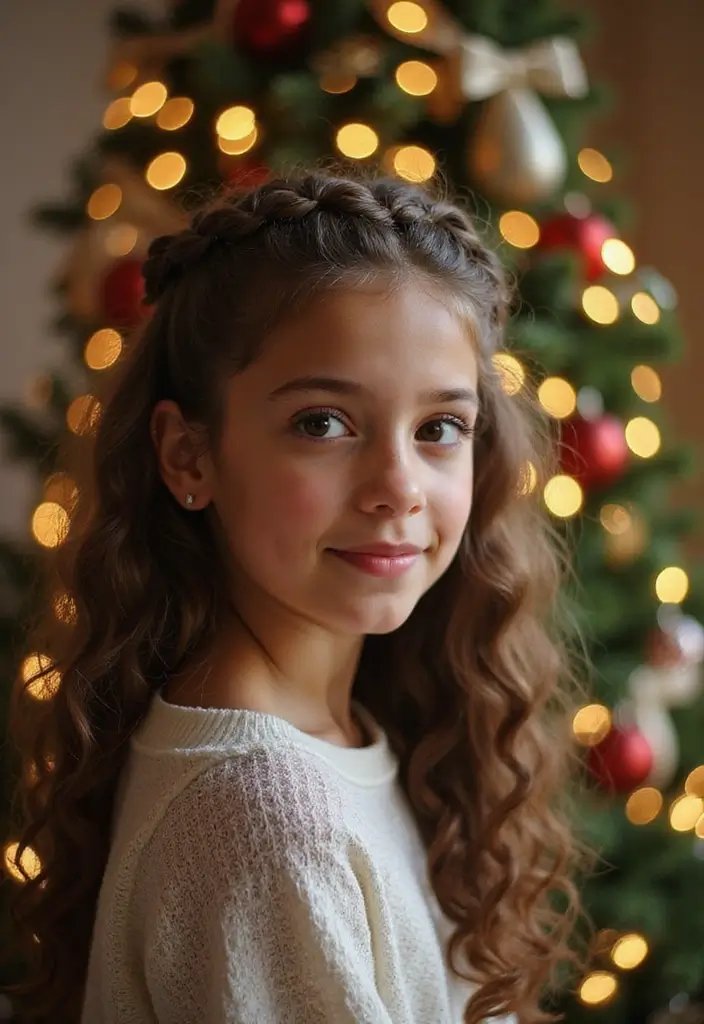 30 Curly Hair Christmas Hairstyles to Celebrate in Style - 11. Braided Curly Crown