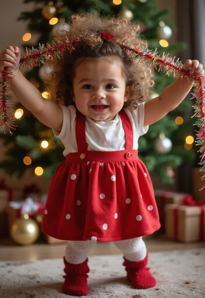 30 Curly Hair Christmas Hairstyles to Celebrate in Style - 19. Curly Hair with Tinsel