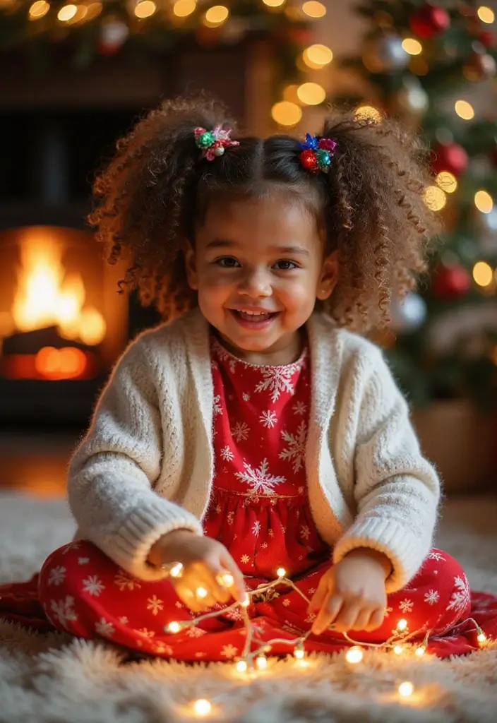 30 Curly Hair Christmas Hairstyles to Celebrate in Style - 2. Curly Pigtails with Holiday Clips