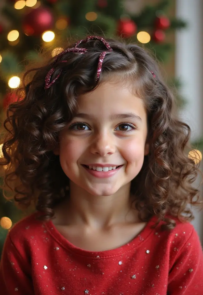 30 Curly Hair Christmas Hairstyles to Celebrate in Style - 25. Twisted Curls with Glitter