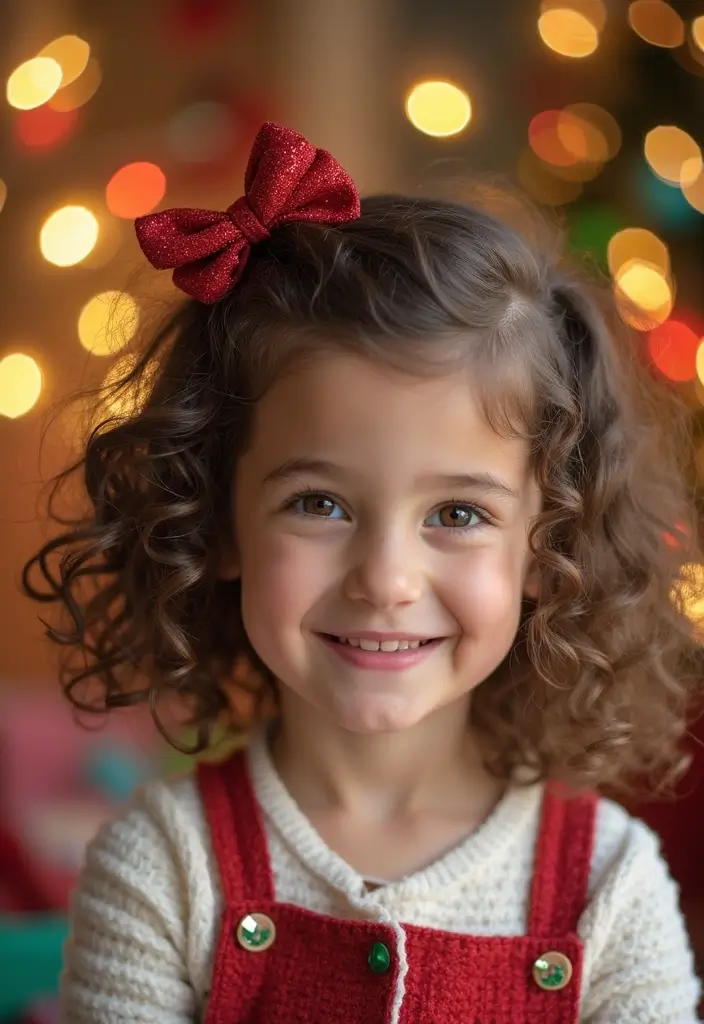 30 Curly Hair Christmas Hairstyles to Celebrate in Style - 27. Curly Bob with Holiday Accessories