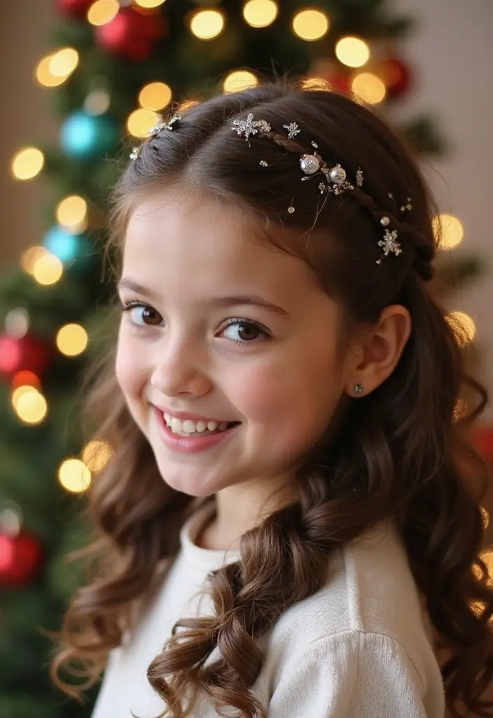 30 Curly Hair Christmas Hairstyles to Celebrate in Style - 3. Festive Crown Braid