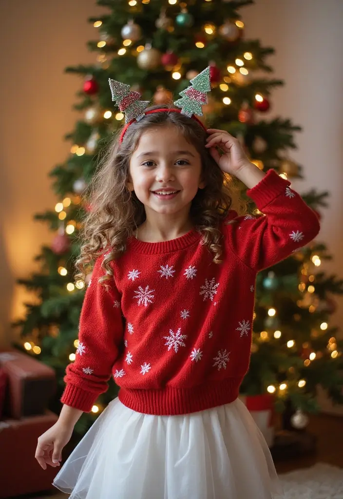 30 Curly Hair Christmas Hairstyles to Celebrate in Style - 30. Curly Hair with Personalized Ornaments
