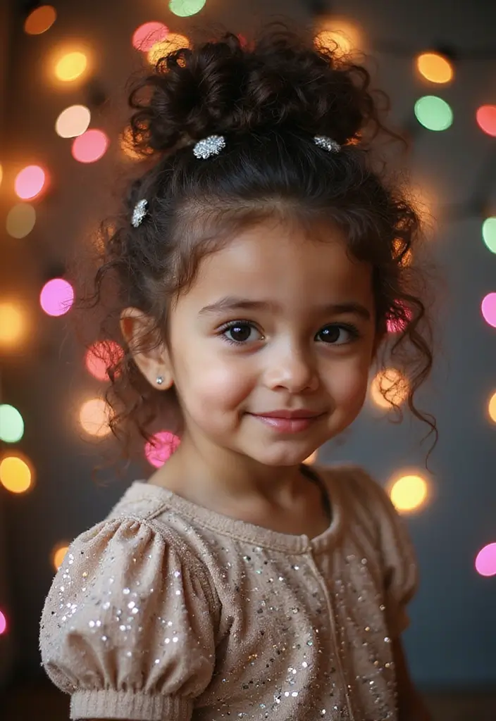 30 Curly Hair Christmas Hairstyles to Celebrate in Style - 4. Sparkling Curl Bun