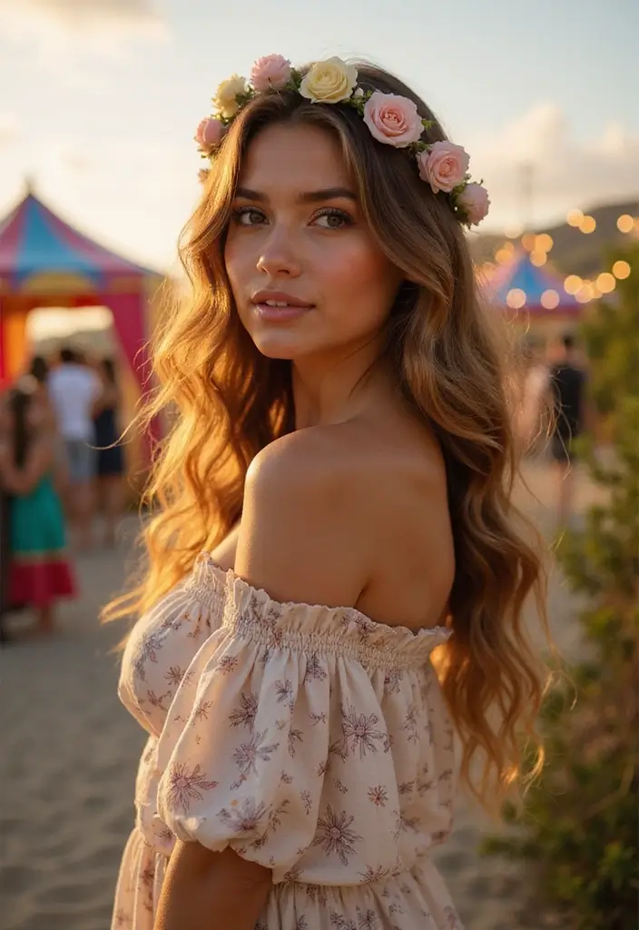 30 Effortless Hairstyles Down for Festivals - 1. Boho Beach Waves