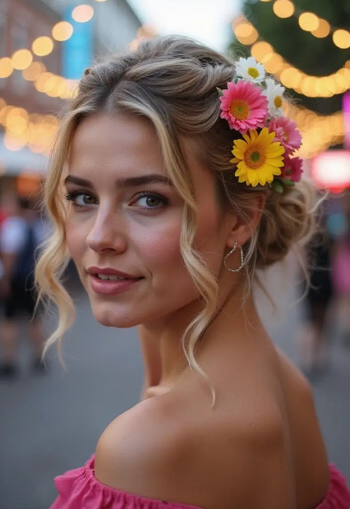 30 Effortless Hairstyles Down for Festivals - 13. Loosely Knotted Updo