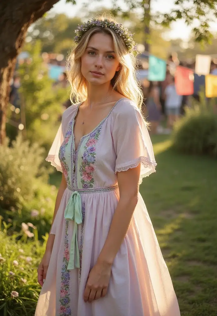 30 Effortless Hairstyles Down for Festivals - 3. Half-Up Twisted Crown
