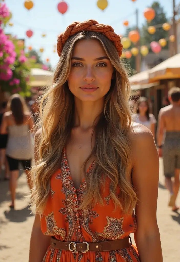 30 Effortless Hairstyles Down for Festivals - 8. Braided Headband