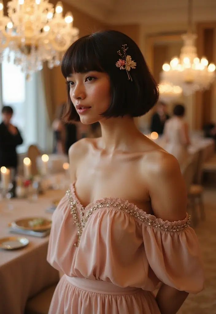 30 French Bob Haircut Styles That Are Chic - 21. Glamorous French Bob Updo