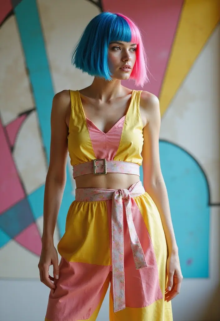 30 French Bob Haircut Styles That Are Chic - 30. Bold Color Block French Bob