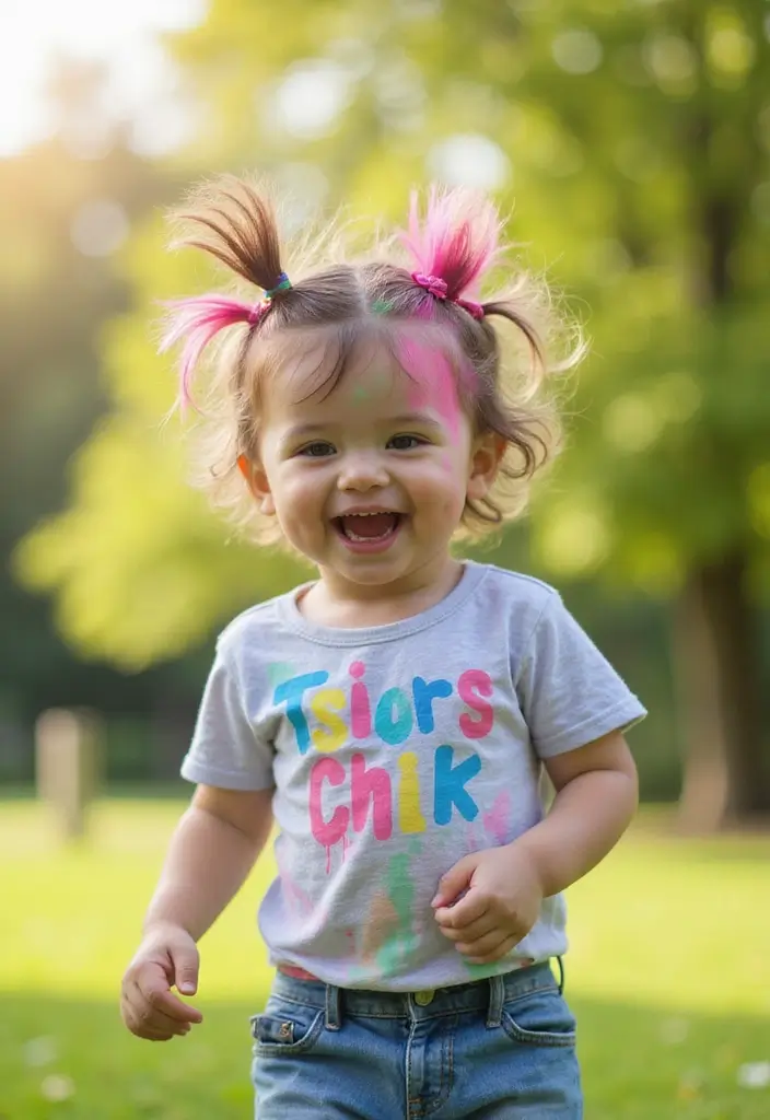 30 Fun Hairstyles for Kids That They’ll Love - 17. Colorful Hair Chalk
