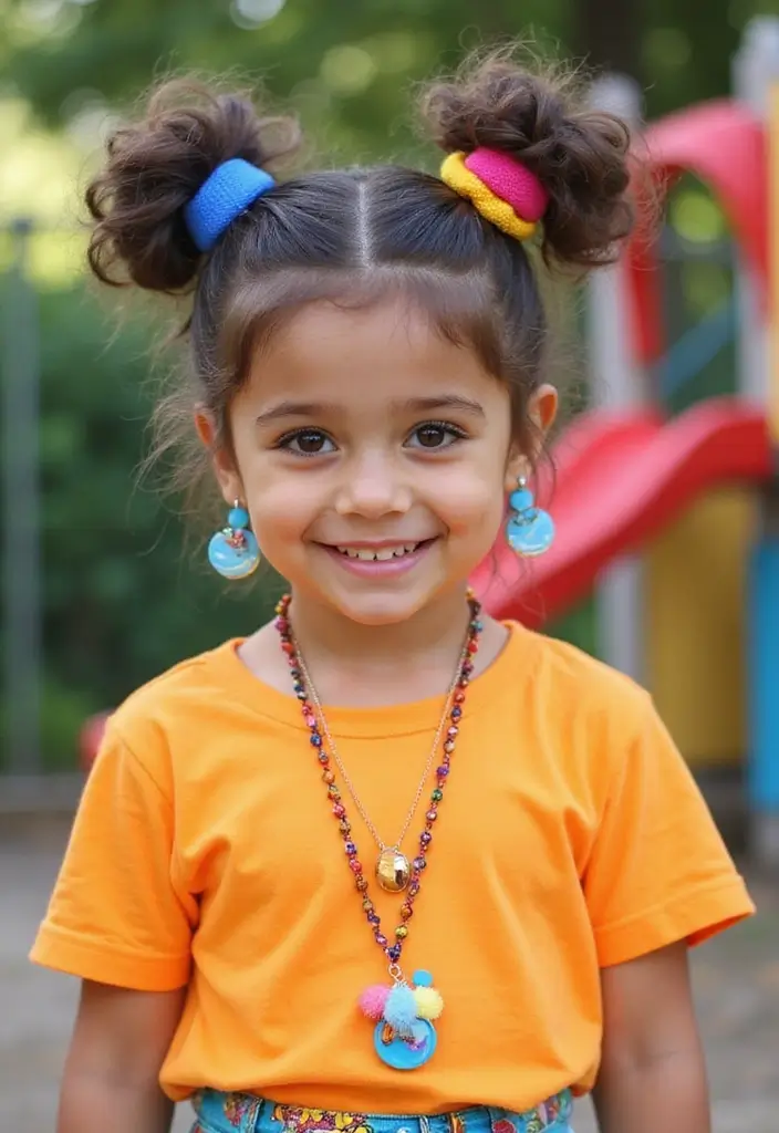 30 Fun Hairstyles for Kids That They’ll Love - 24. Half-Up Space Buns