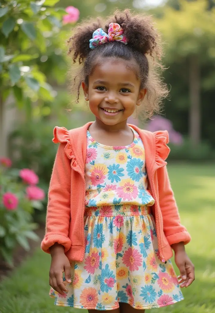30 Fun Hairstyles for Kids That They’ll Love - 3. Messy Bun with Scrunchies