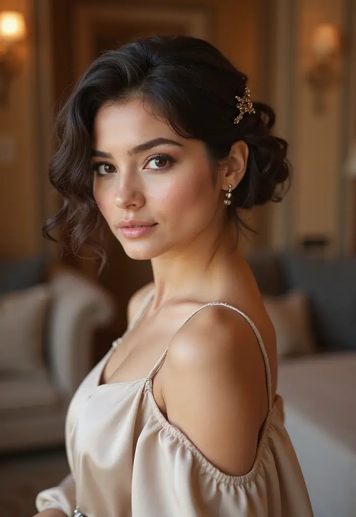 30 Hair Styles Curly Hairstyles That Shine - 23. Curly Side Bun
