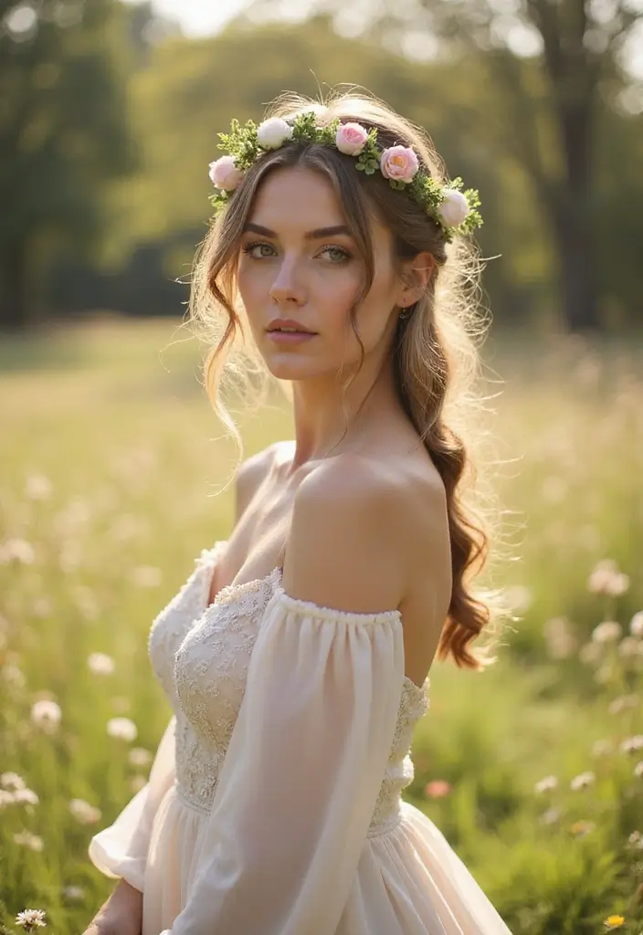30 Hair Styles with Headbands That Add Flair - 23. Twisted Halo with a Floral Accent