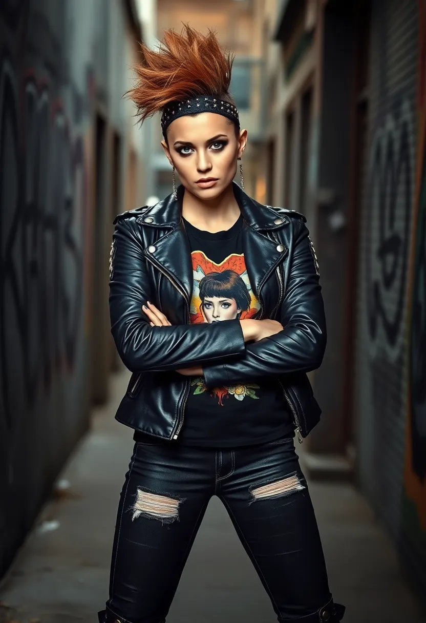 30 Hair Styles with Headbands That Add Flair - 29. Edgy Mohawk with a Studded Headband