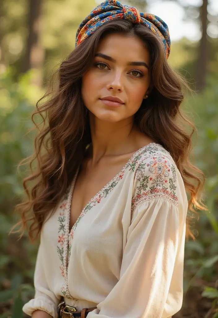 30 Hair Styles with Headbands That Add Flair - 3. Half-Up, Half-Down with a Chic Scarf
