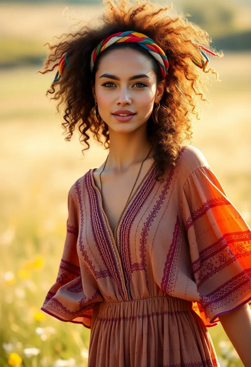 30 Hair Styles with Headbands That Add Flair - 30. Free-Spirited Curls with a Bohemian Headband