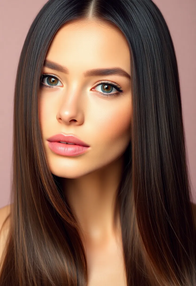 30 Haircut Straight Hair Looks for a Sleek Finish - 14. Glossy Straight Hair with a Part