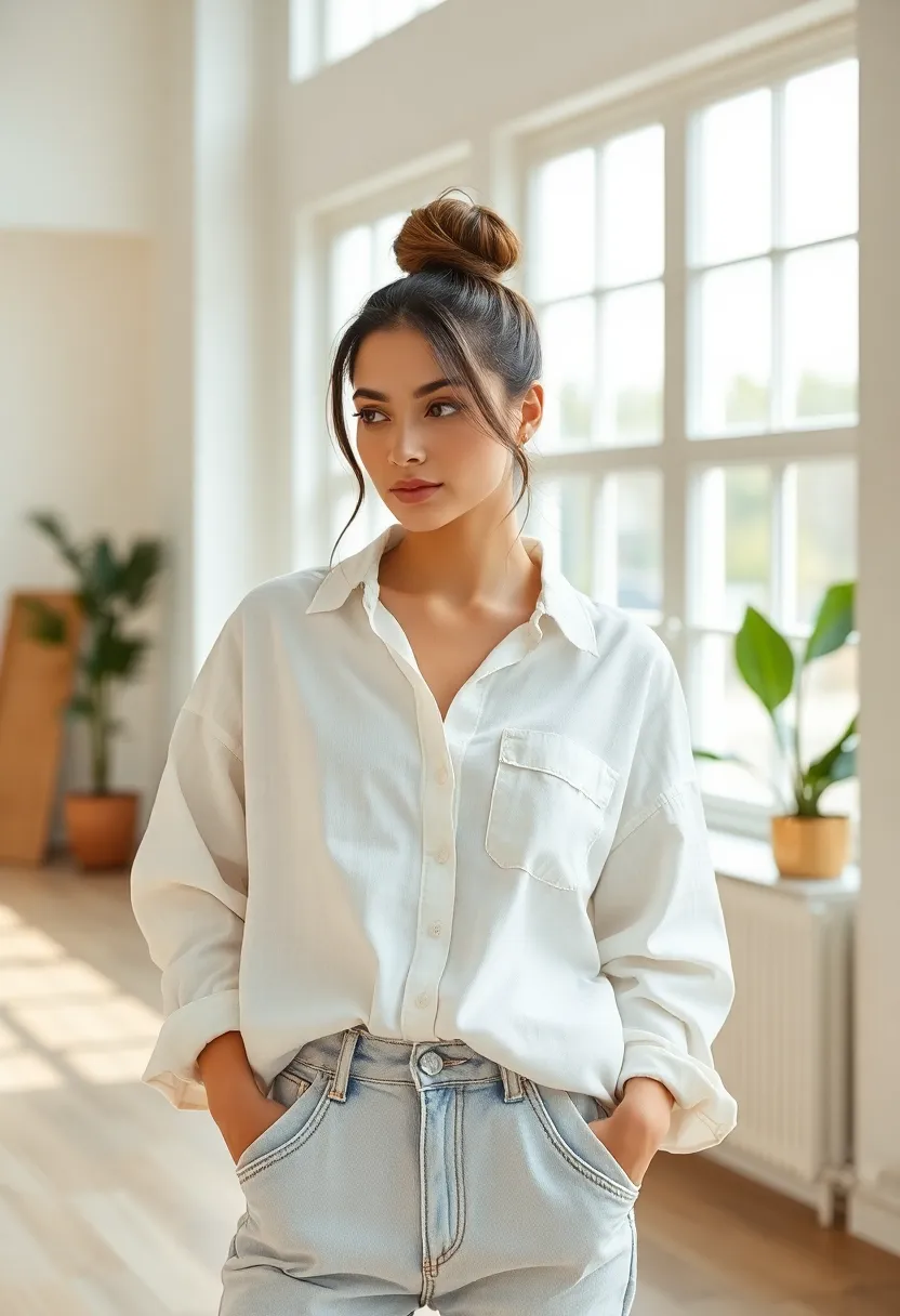 30 Haircut Straight Hair Looks for a Sleek Finish - 20. Textured High Bun