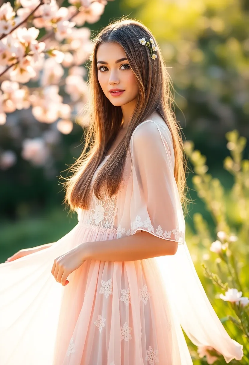 30 Haircut Straight Hair Looks for a Sleek Finish - 29. Straight with a Floral Accent