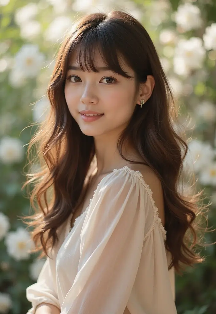 30 Haircut with Bangs That Suit Everyone - 12. Soft Bangs for a Romantic Look
