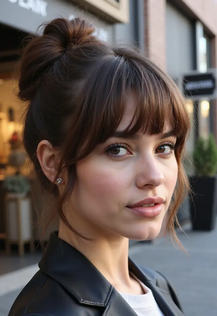 30 Haircut with Bangs That Suit Everyone - 18. Half-Bangs for a Unique Twist