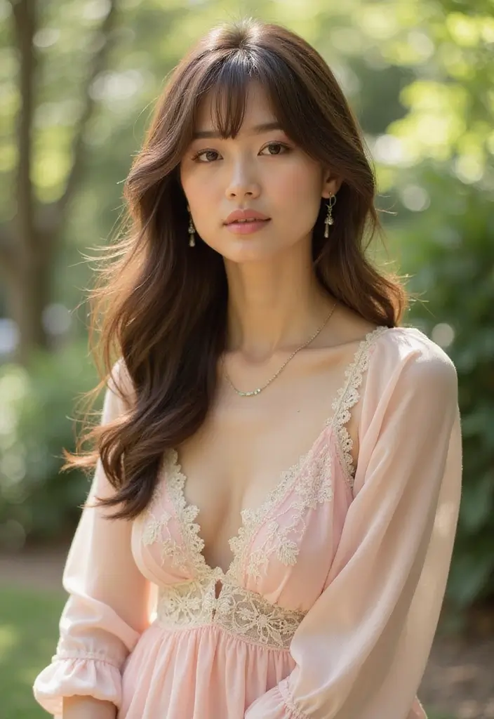 30 Haircut with Bangs That Suit Everyone - 2. Side-Swept Bangs for Heart-Shaped Faces