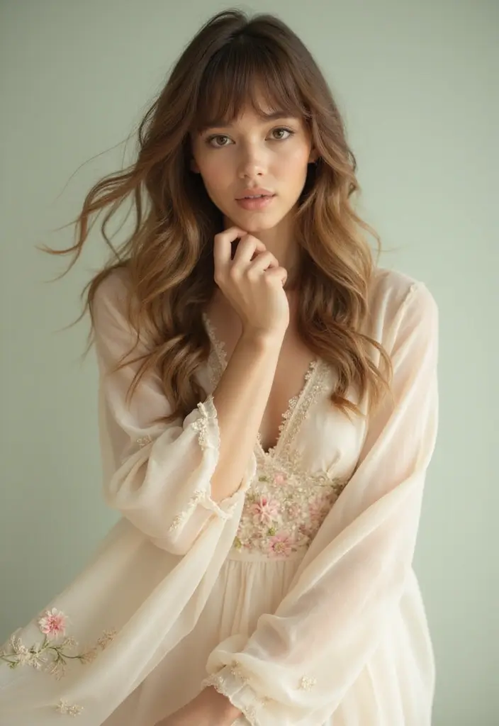 30 Haircut with Bangs That Suit Everyone - 22. Feathered Bangs for Softening Features
