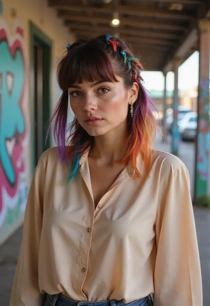 30 Haircut with Bangs That Suit Everyone - 25. Artistic Bangs for Creative Expression