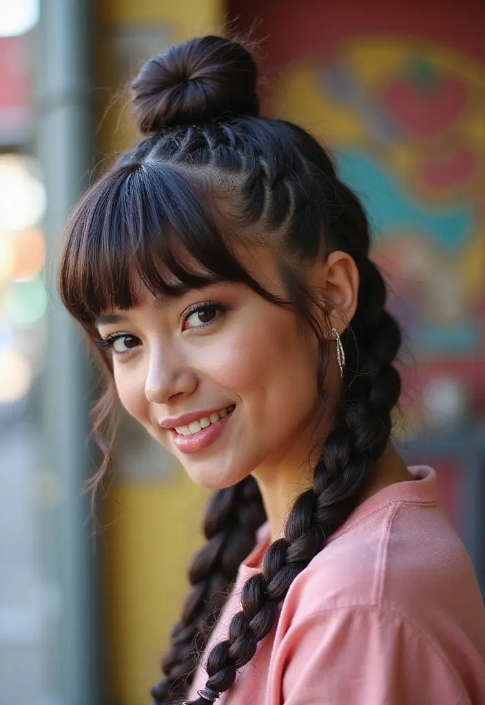 30 Haircut with Bangs That Suit Everyone - 27. Braided Bangs for a Unique Style