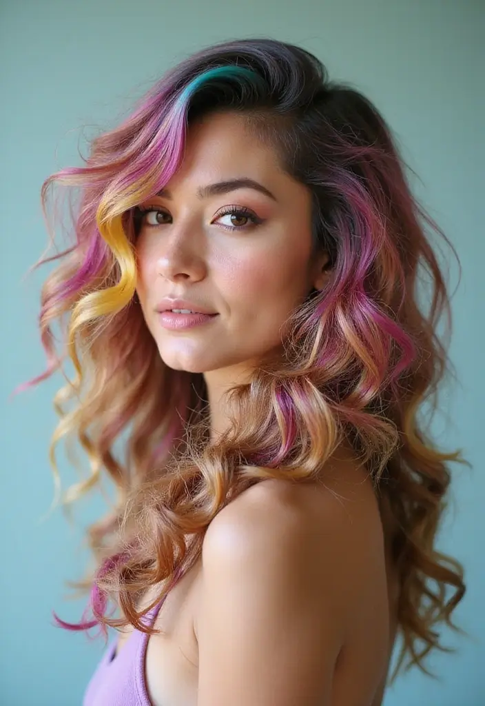 30 Haircuts with Layers for a Fresh New Look - 24. Layered Hair with Colorful Streaks