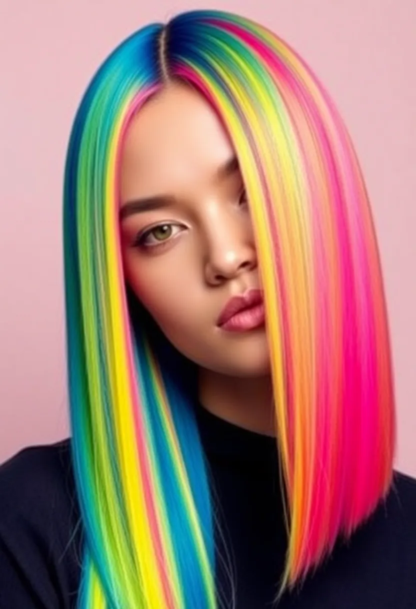 30 Hairstyles with Straight Hair That Are Trending Now - 10. Striped Straight Hair