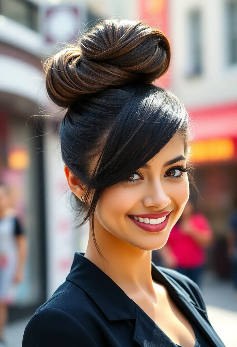 30 Hairstyles with Straight Hair That Are Trending Now - 18. Straight Hair with a High Bun