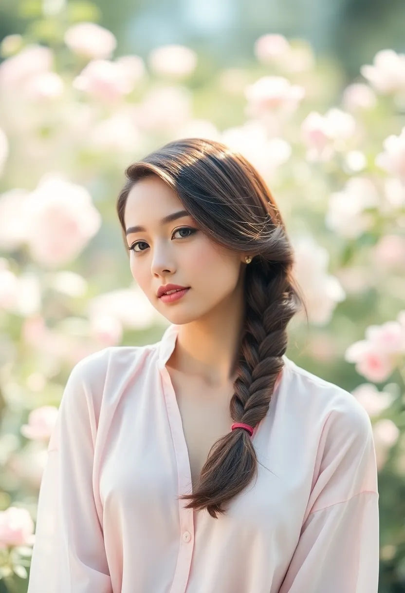 30 Hairstyles with Straight Hair That Are Trending Now - 25. Straight Hair with a Low Side Braid