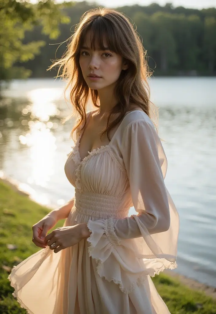 30 Layered Haircuts for Medium Length Hair with Bangs - 10. Soft Textured Layers with Feathered Bangs