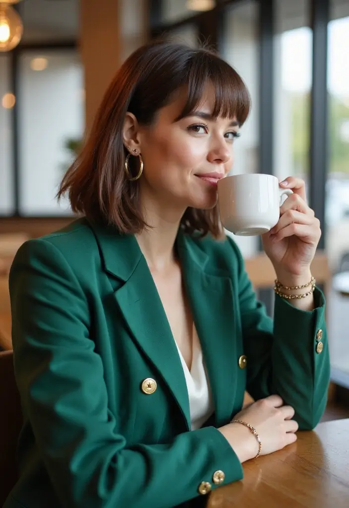 30 Layered Haircuts for Medium Length Hair with Bangs - 18. Layered Bob with Side-Swept Bangs