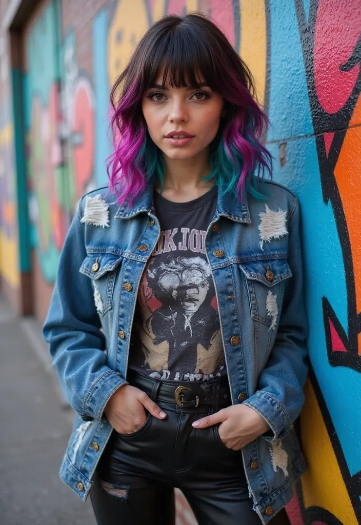 30 Layered Haircuts for Medium Length Hair with Bangs - 2. Choppy Layers with Blunt Bangs