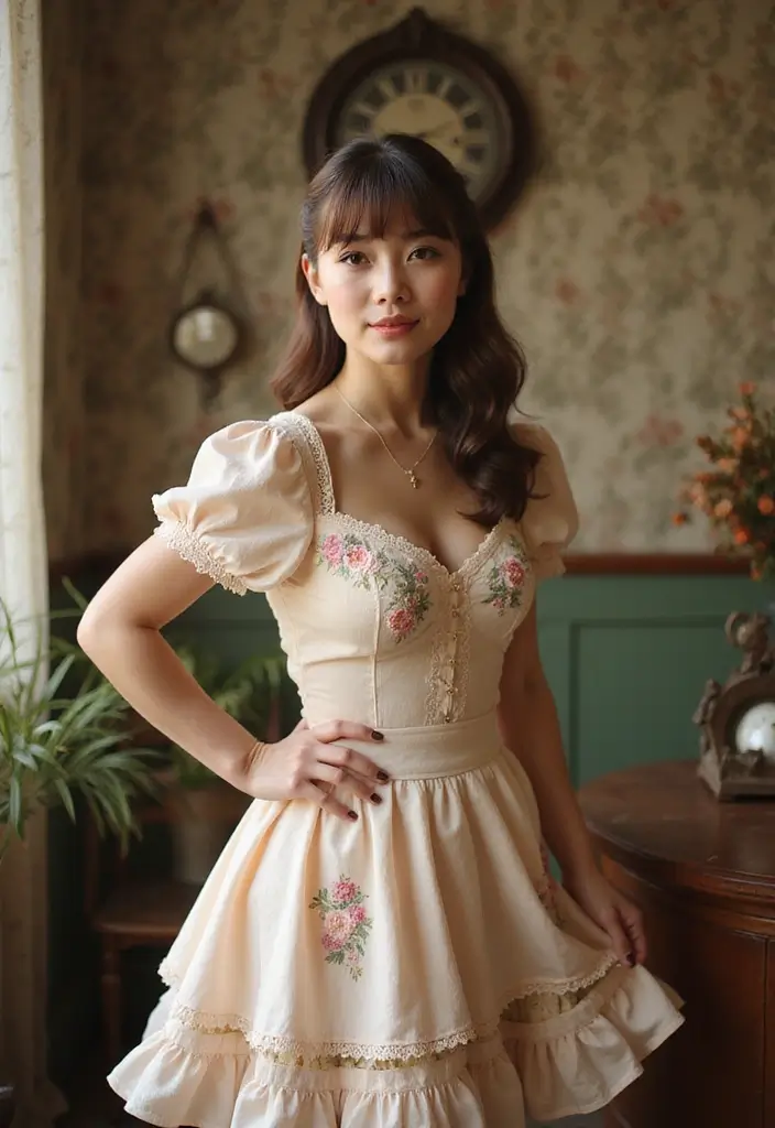 30 Layered Haircuts for Medium Length Hair with Bangs - 22. Vintage Layers with Pin-Up Bangs