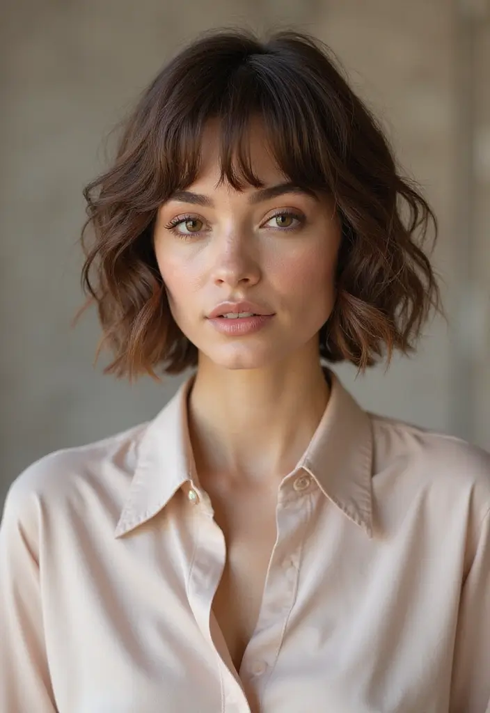 30 Medium Haircuts for Wavy Hair That Are Easy - 21. Wavy Faux Bob