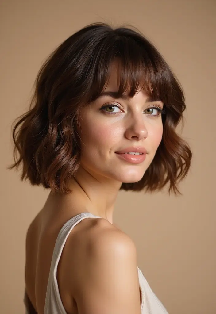 30 Medium Haircuts for Wavy Hair That Are Easy - 5. Classic Medium Bob