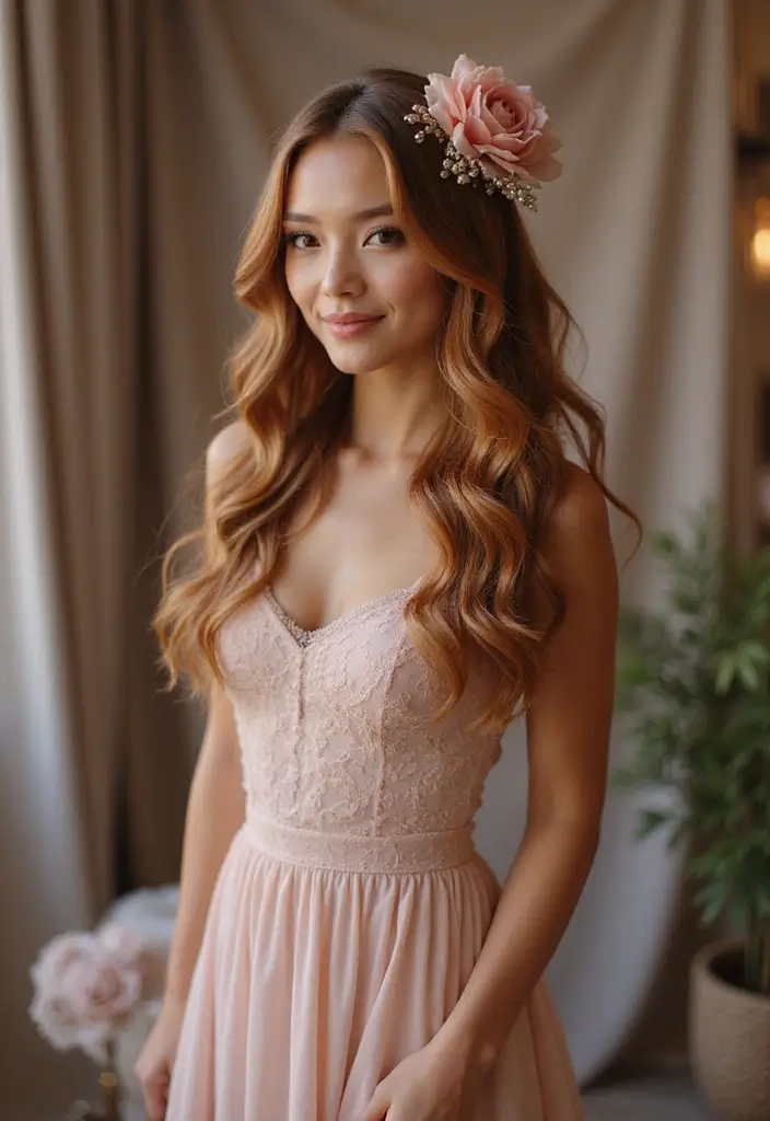30 Stunning Hairstyles Prom Looks for Your Special Night - 4. Half-Up, Half-Down Style
