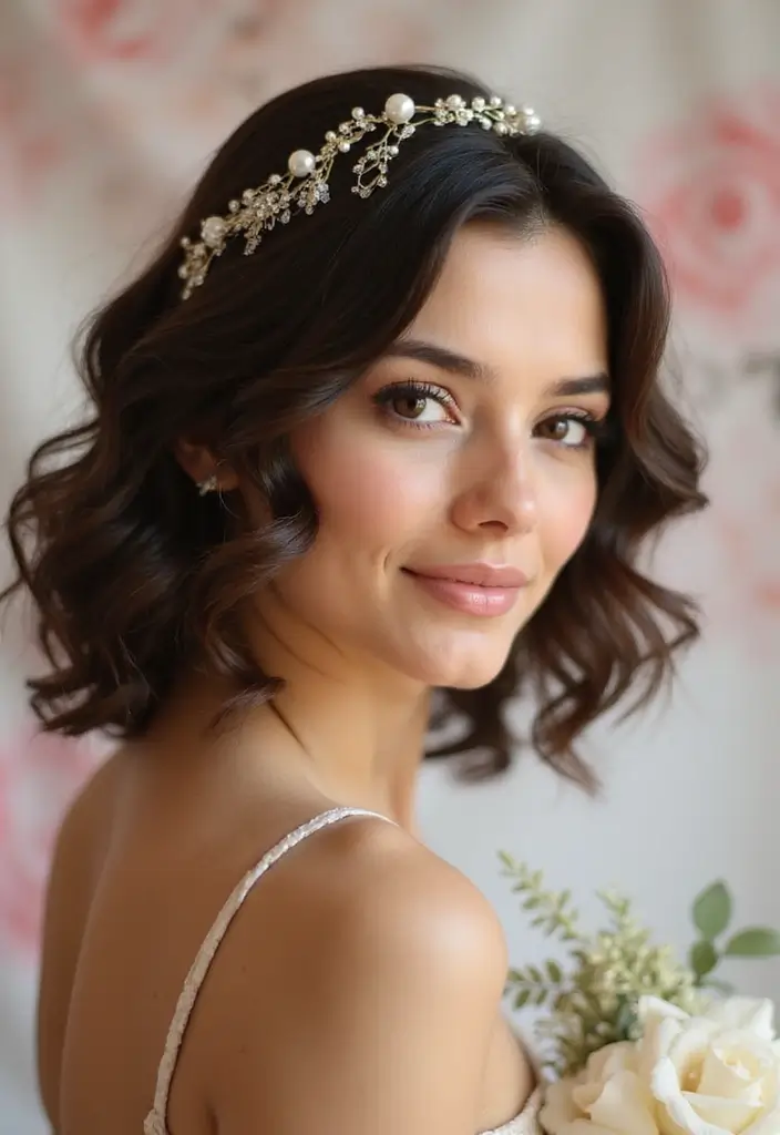 30 Trendy Hairstyles Medium Length Hair Lovers Should Know - 19. Pearly Hair Accessories