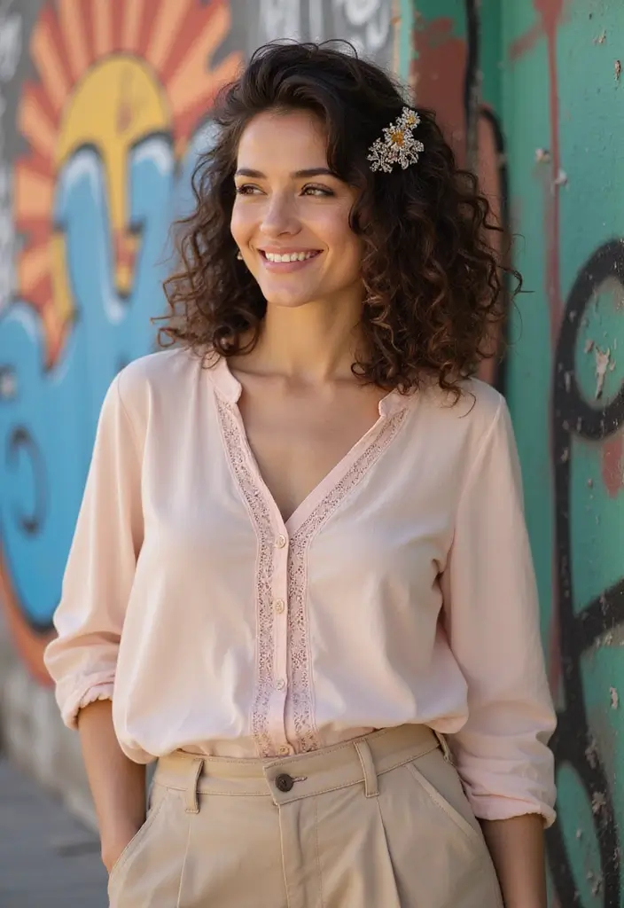 30 Trendy Hairstyles Medium Length Hair Lovers Should Know - 2. Chic Half-Up Ponytail