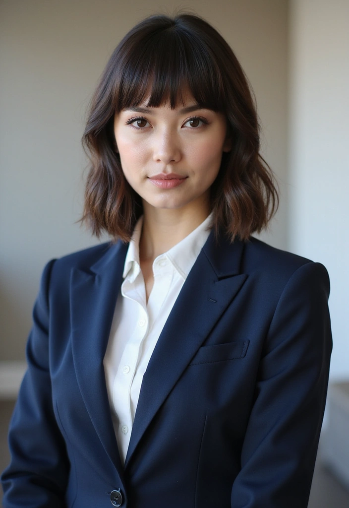 30 Trendy Hairstyles for Short Hair You’ll Love - 12. Sophisticated Lob with Blunt Bangs