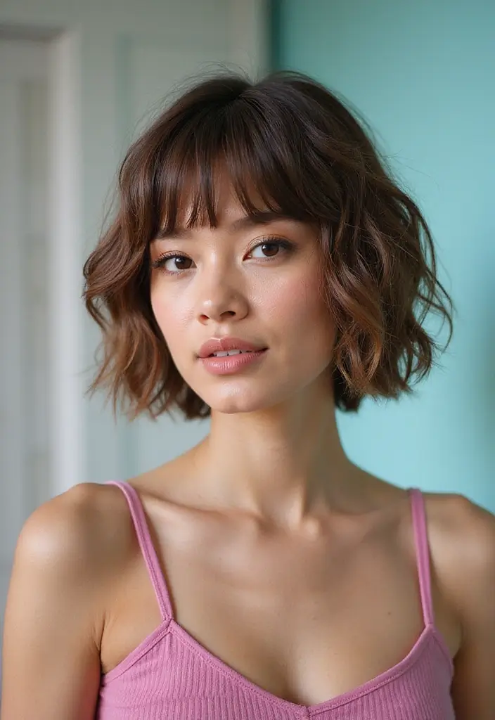 30 Trendy Hairstyles for Short Hair You’ll Love - 14. Bouncy Shaggy Bob with Bangs