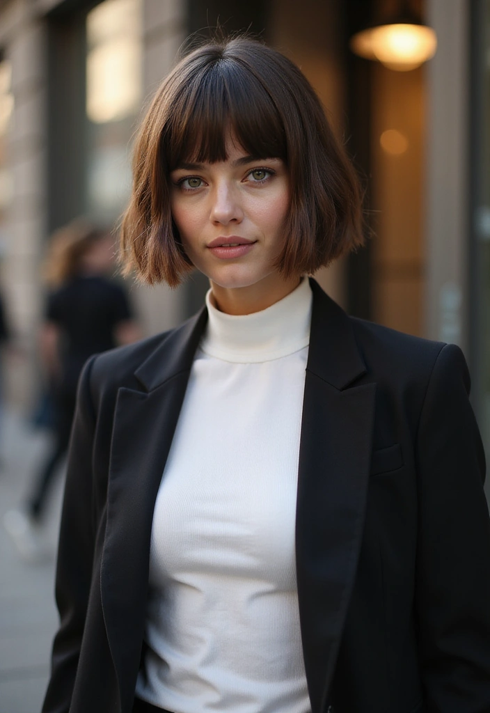 30 Trendy Hairstyles for Short Hair You’ll Love - 17. Sleek Shag with Curtain Bangs