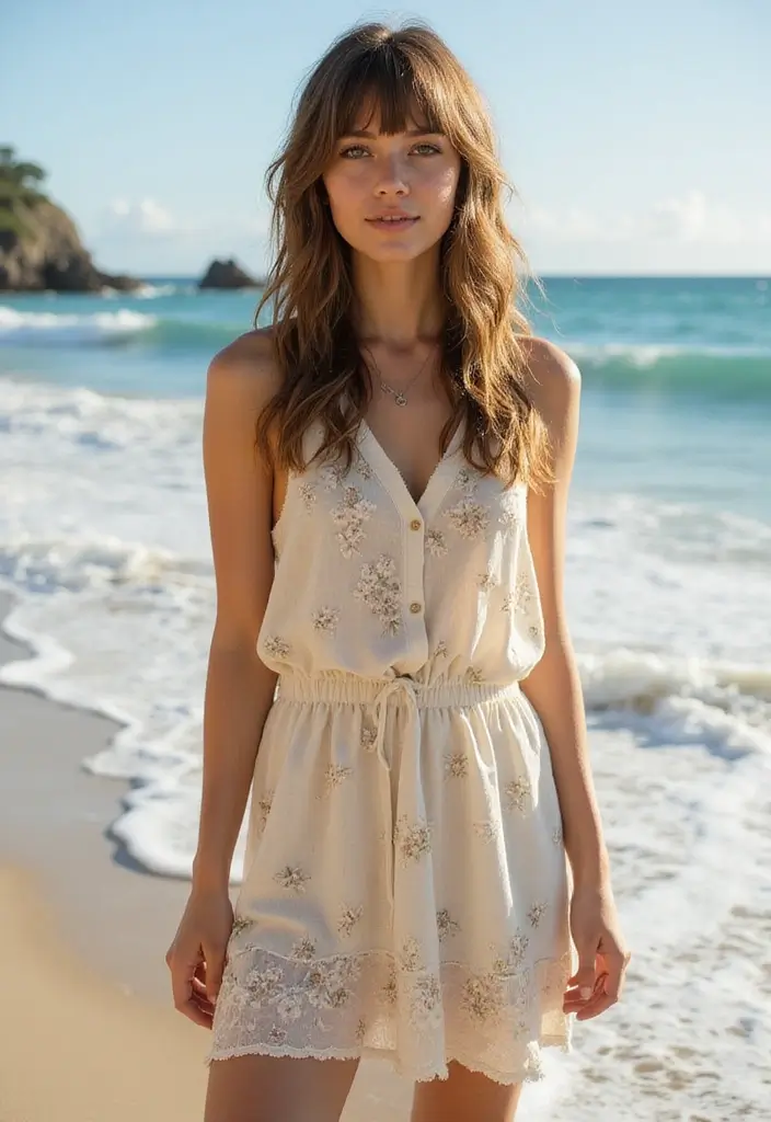 31 Blonde Bob with Bangs That Are Trendy - 4. Beachy Waves with Bangs