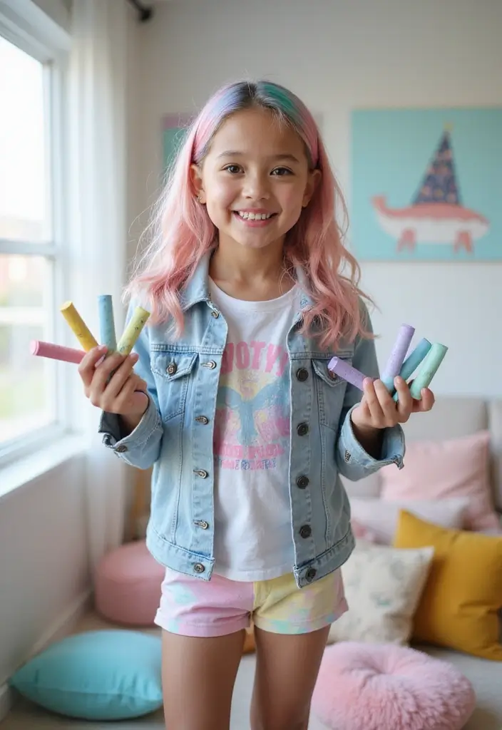 31 Hair Styles Cute Ideas Everyone Will Love - 11. Hair Chalk or Temporary Color